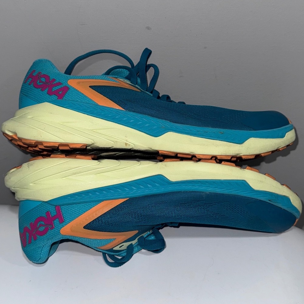 Hoka Zinal Trail Running Shoes Womens 8.5B Teal Orange Good Hiking Outdoors - Picture 6 of 12